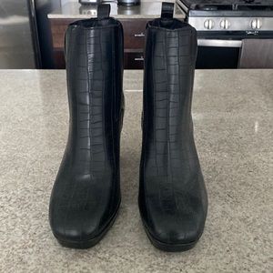 Black leather booties EU size 38.